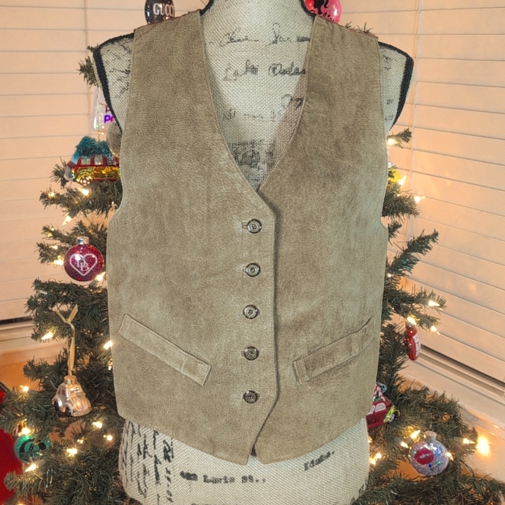 Vintage Dual Control Suede Leather Vest Size S
